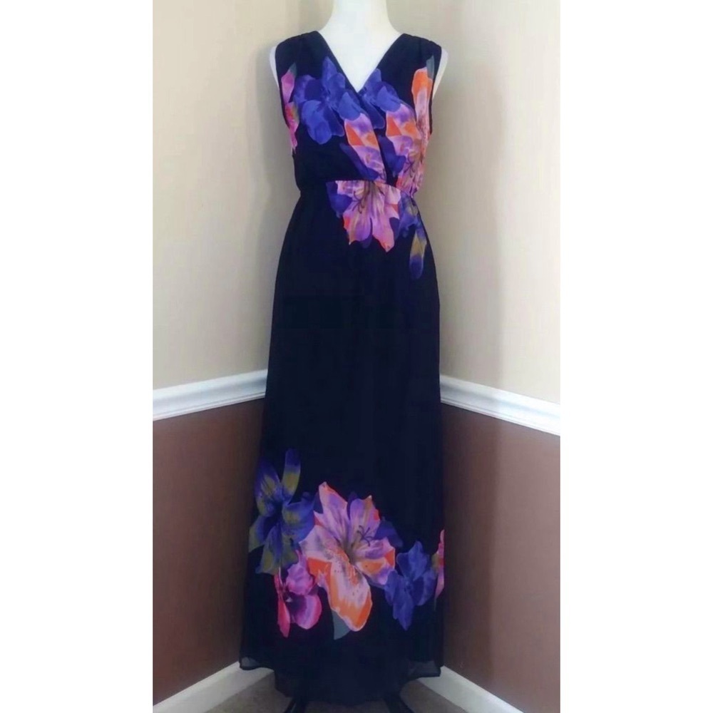 Black Pink & Purple Tropical Flowers Maxi Dress Smashed Lemon from ModCloth 6